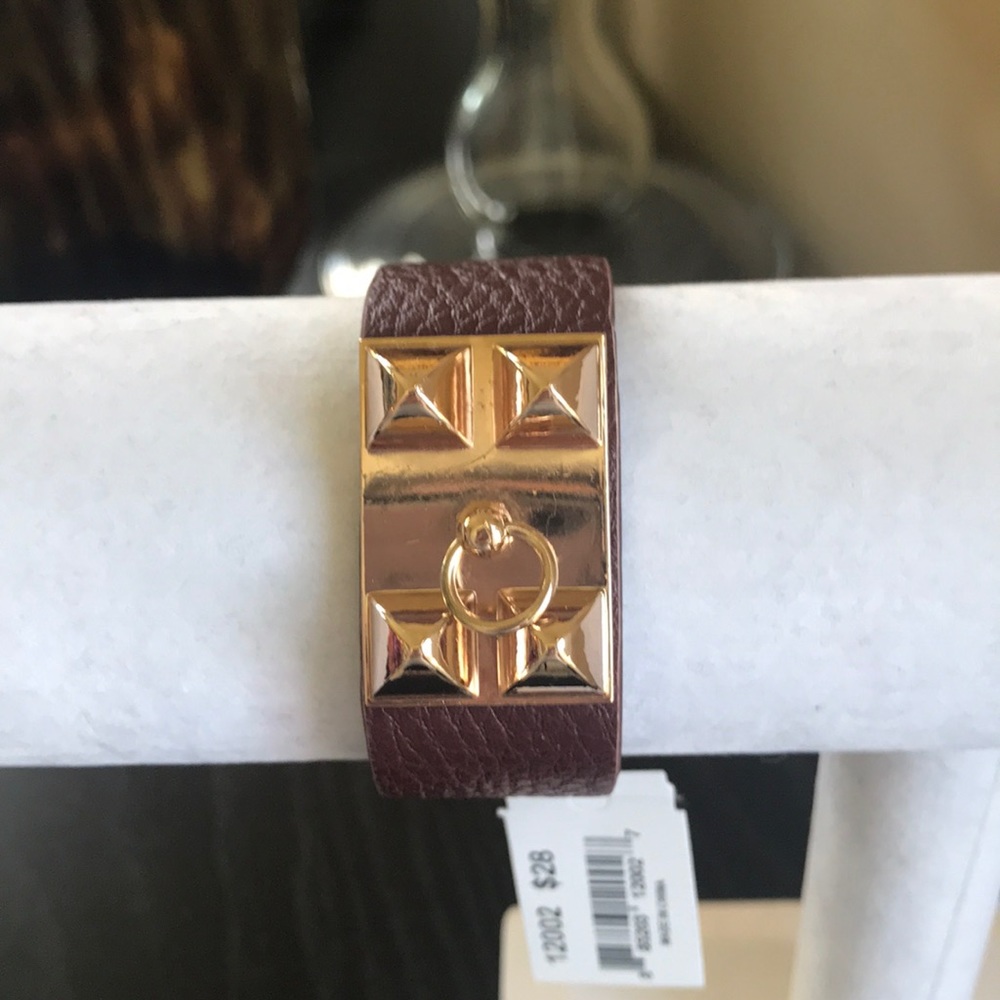 Faux Leather & Rose Gold Bracelet